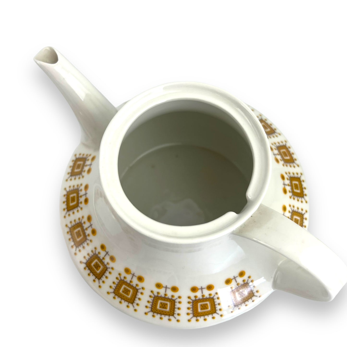 Constantia RSA Yellow Patterned Teapot, Sugar Bowl, creamer and plate set