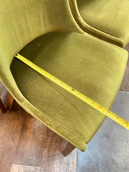 Set of 6 Vintage Australian Mid-Century Green Velvet Dining Chairs