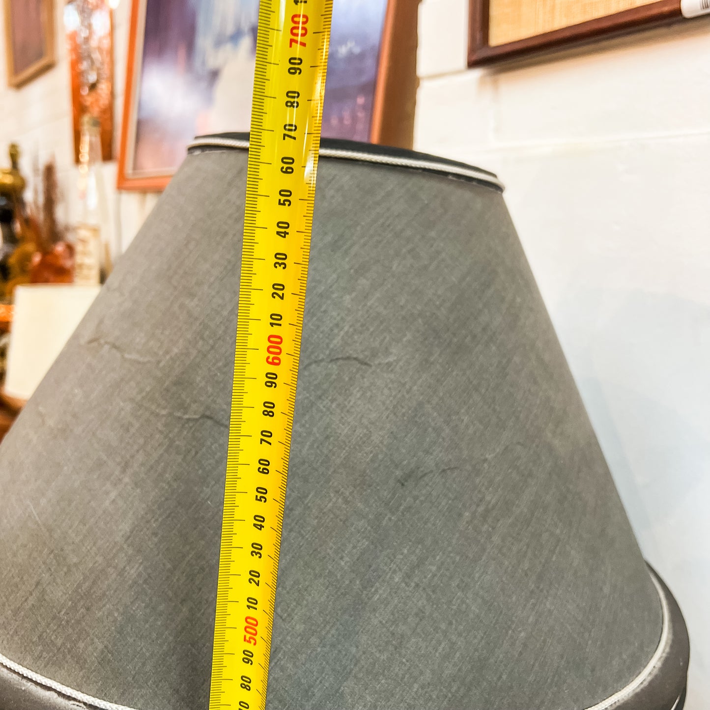 Black Glazed Ceramic Table Lamp with Grey Shade