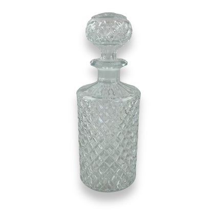 Vintage Cut Glass Decanter with Stopper – Diamond Pattern – Elegant Barware