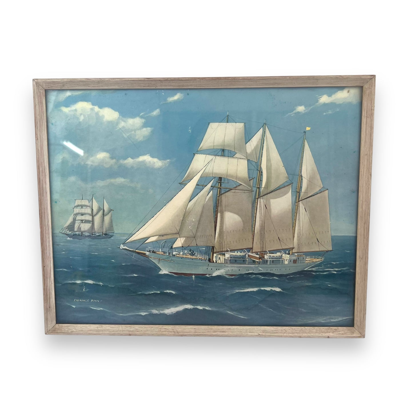 Nautical Boat Print in White Frame by Laurence Dunn – Deep Sea Windjammer & Mercator Sailing Ships