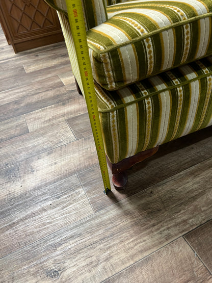 2.Green stripe wingback chair