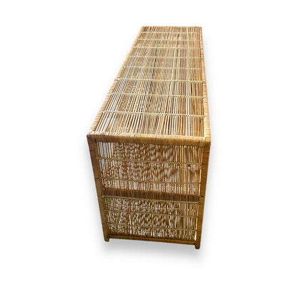 Cane Wicker Console Media Unit / Storage Shelving
