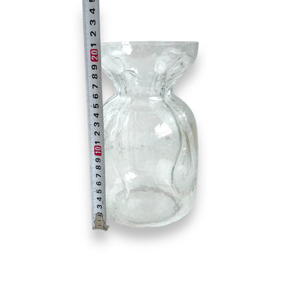 SEA Glasbruk Pop Art Clear Glass Vase – Kosta Sweden, Scrunched Pinched Sack Design