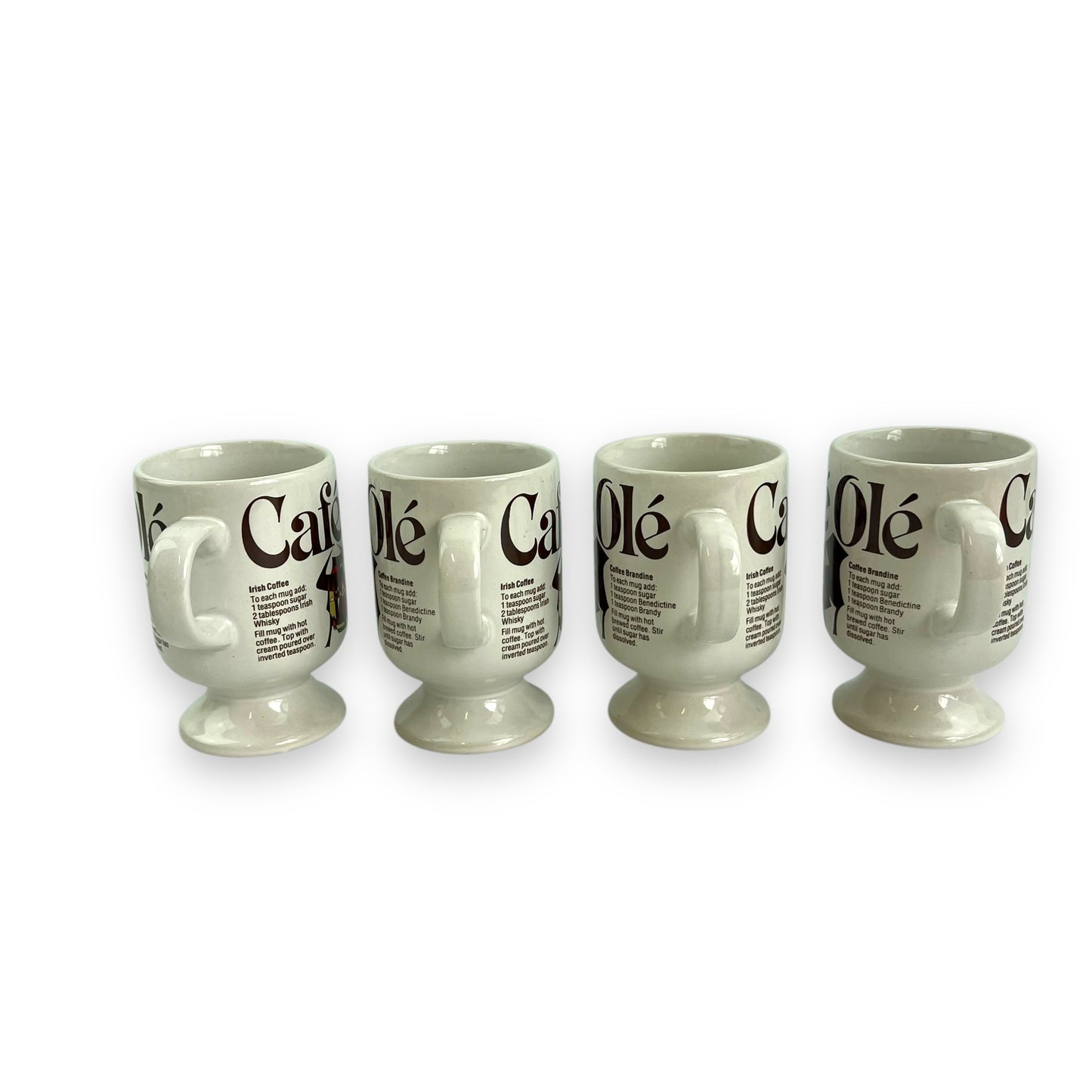 Set of 4 Vintage “Café Olé” Footed Mugs - KOFEE Collection