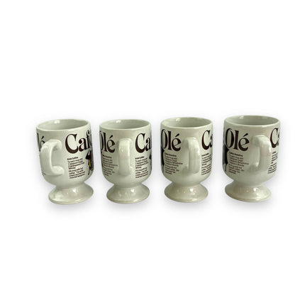 Set of 4 Vintage “Café Olé” Footed Mugs - KOFEE Collection