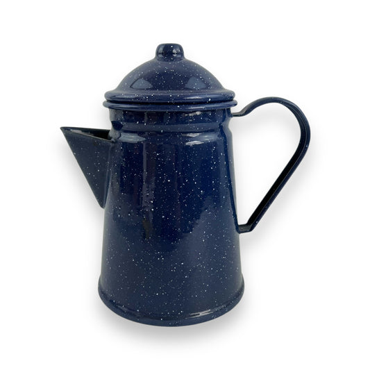 Blue Speckled Enamel Coffee Pot