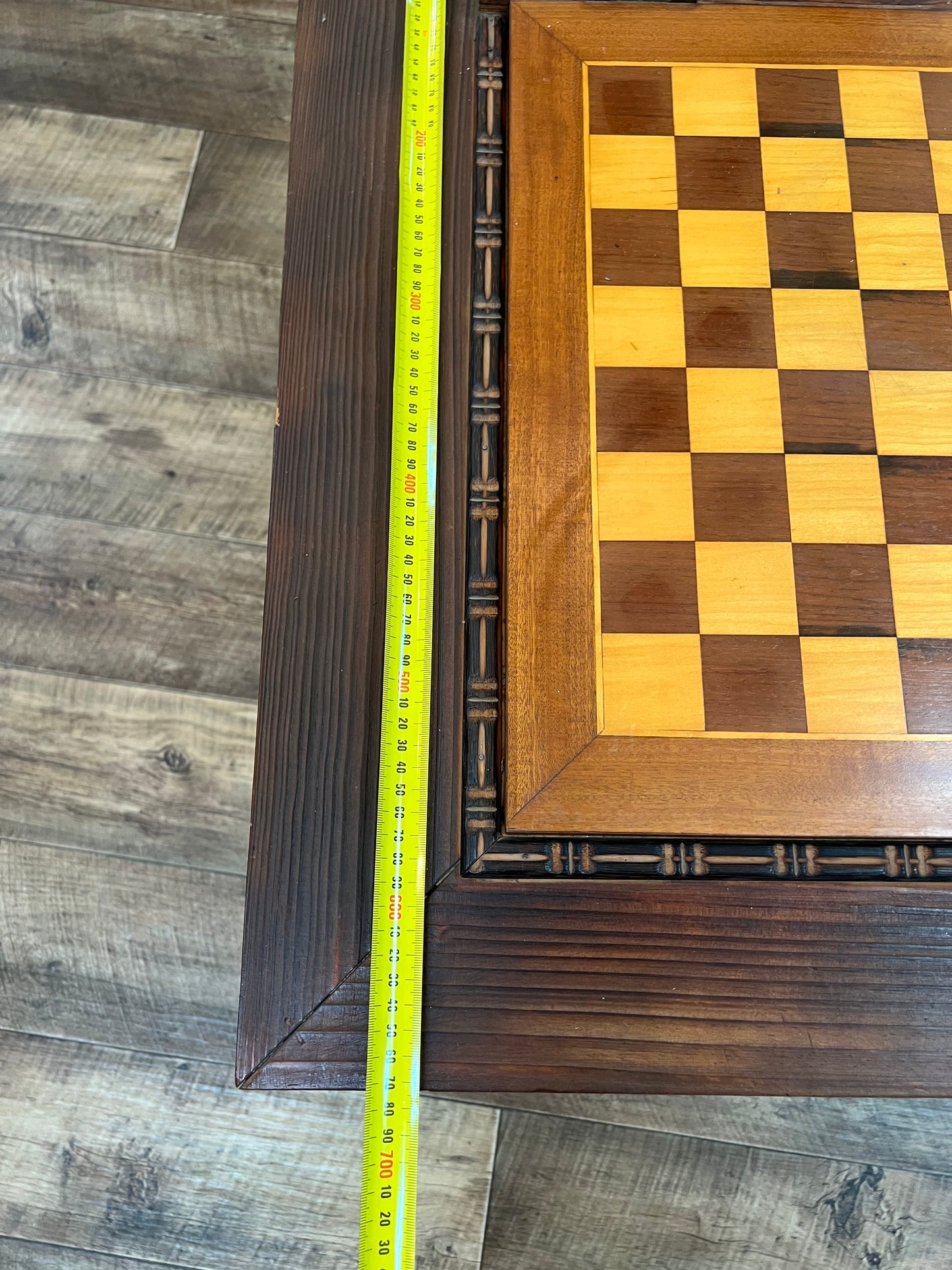Timber Chess / Games Coffee Table with Hidden Storage Compartment & Lamp