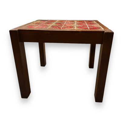 Red Circle Pattern Tile Side Table