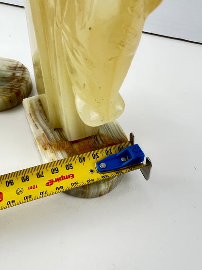 Carved Onyx Horse Head Bookends Pair