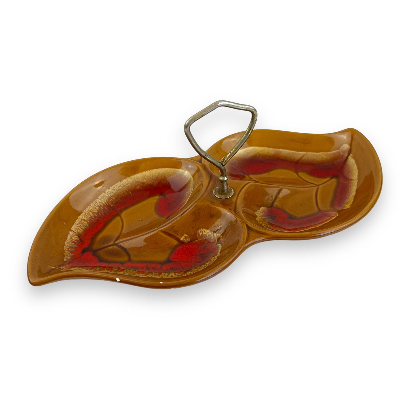 Vintage 1960s Heart-Shaped Pickle & Olive Dish with handle