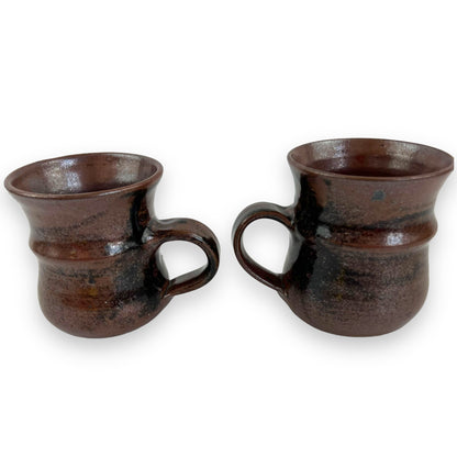 Brown Pottery Mug x2