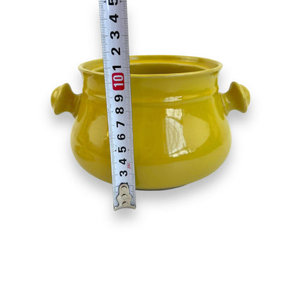 Colourful flower yellow fondue pot with lid