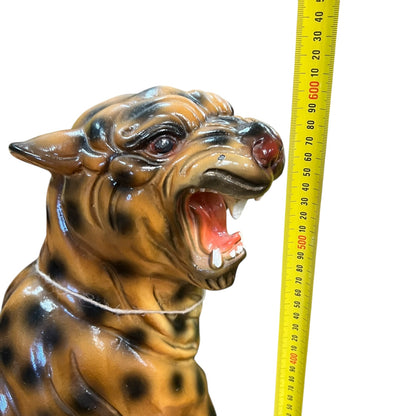 Large Vintage Cheetah Statue – Mid-Century Ceramic Jungle Cat