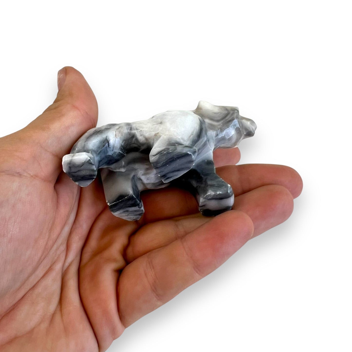 Stone carved bear statue ornament