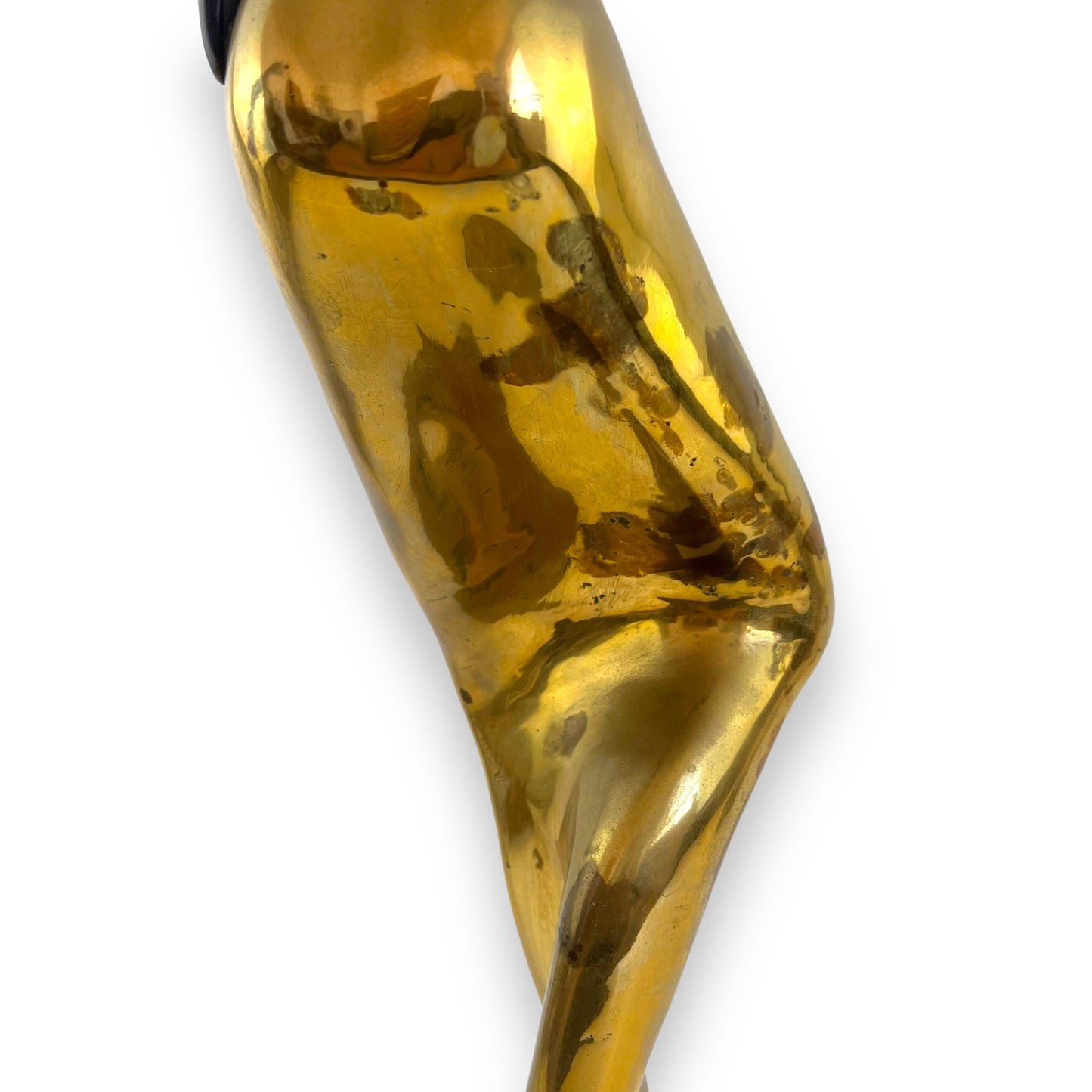 Karl Hagenauer Standing African Woman Brass Sculpture - Gold Skirt & Basket