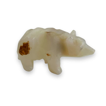 Onyx stone carved bear ornament statue
