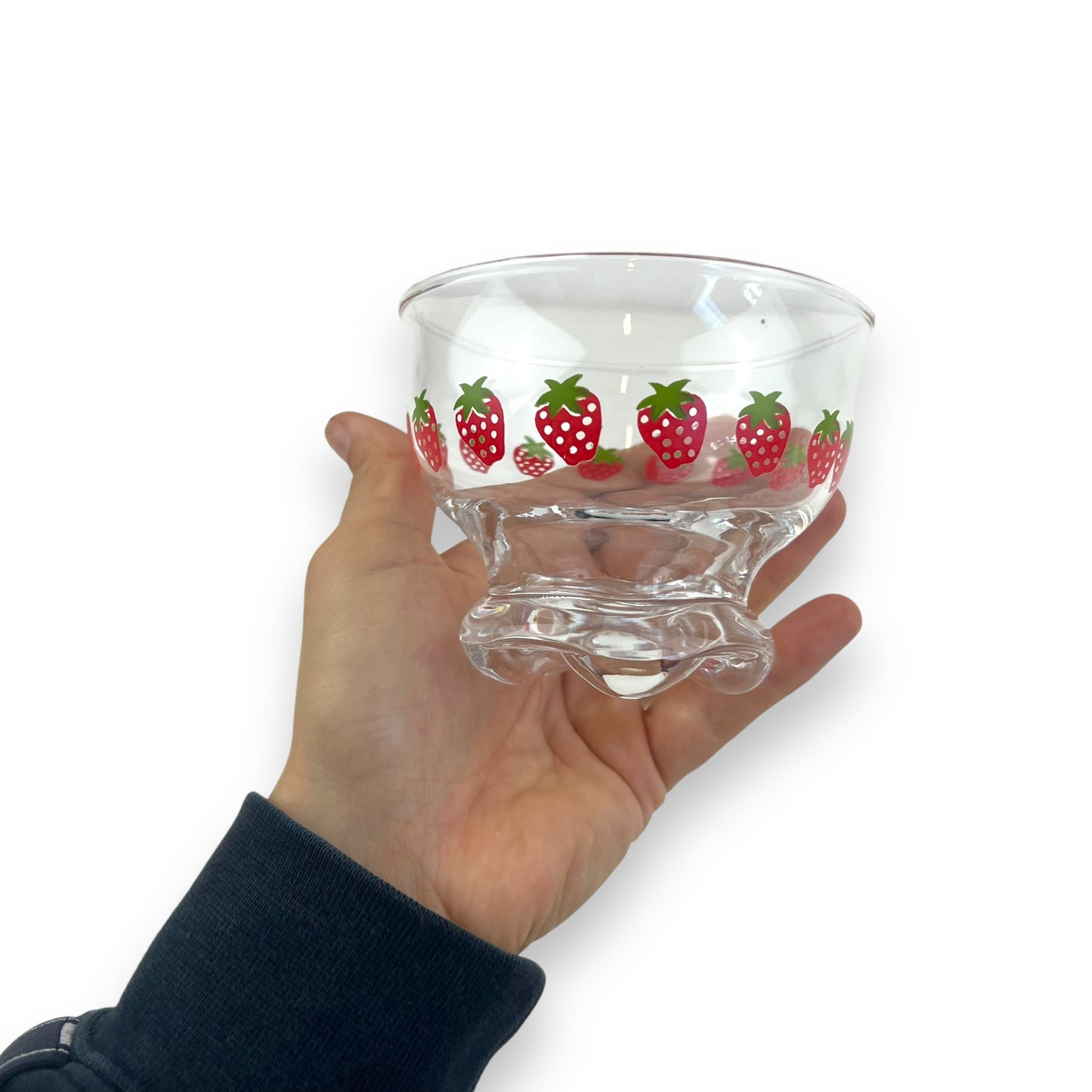 Glass Dessert Cup with strawberry pattern set of 4