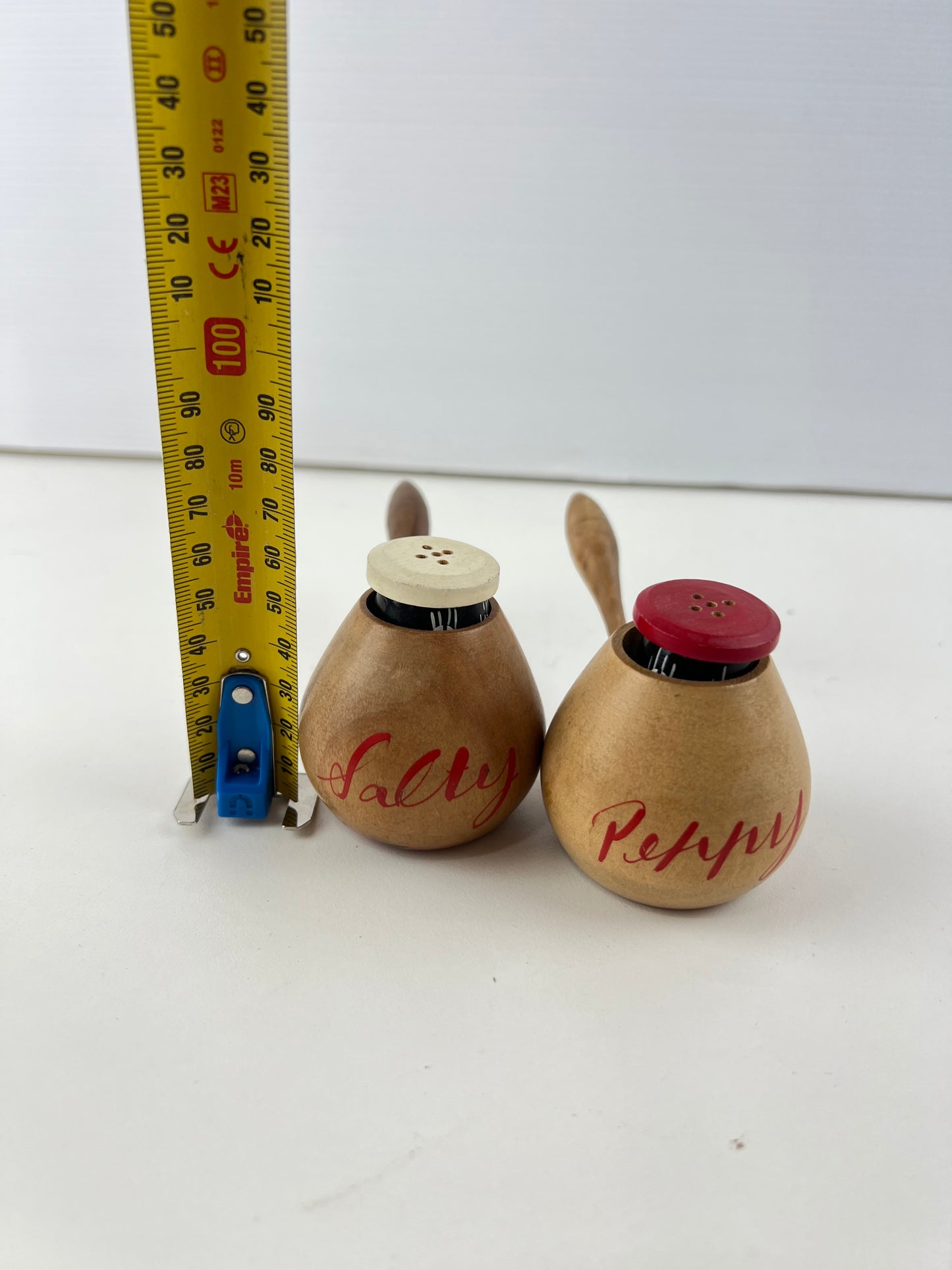Peppy & Salty Cat Salt & Pepper Shakers with Timber Holders