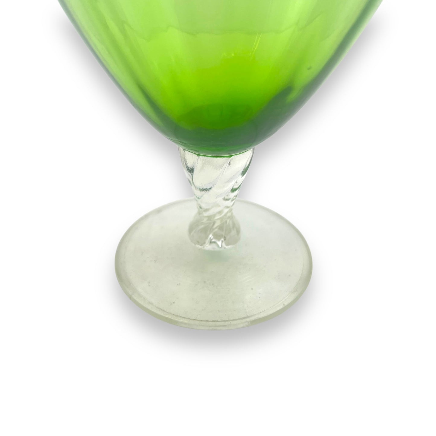 Green Empoli Art Glass Vase with Scalloped Rim