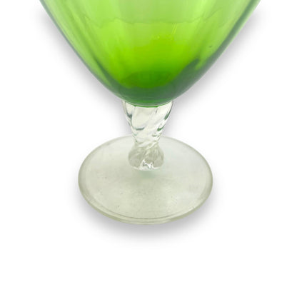 Green Empoli Art Glass Vase with Scalloped Rim