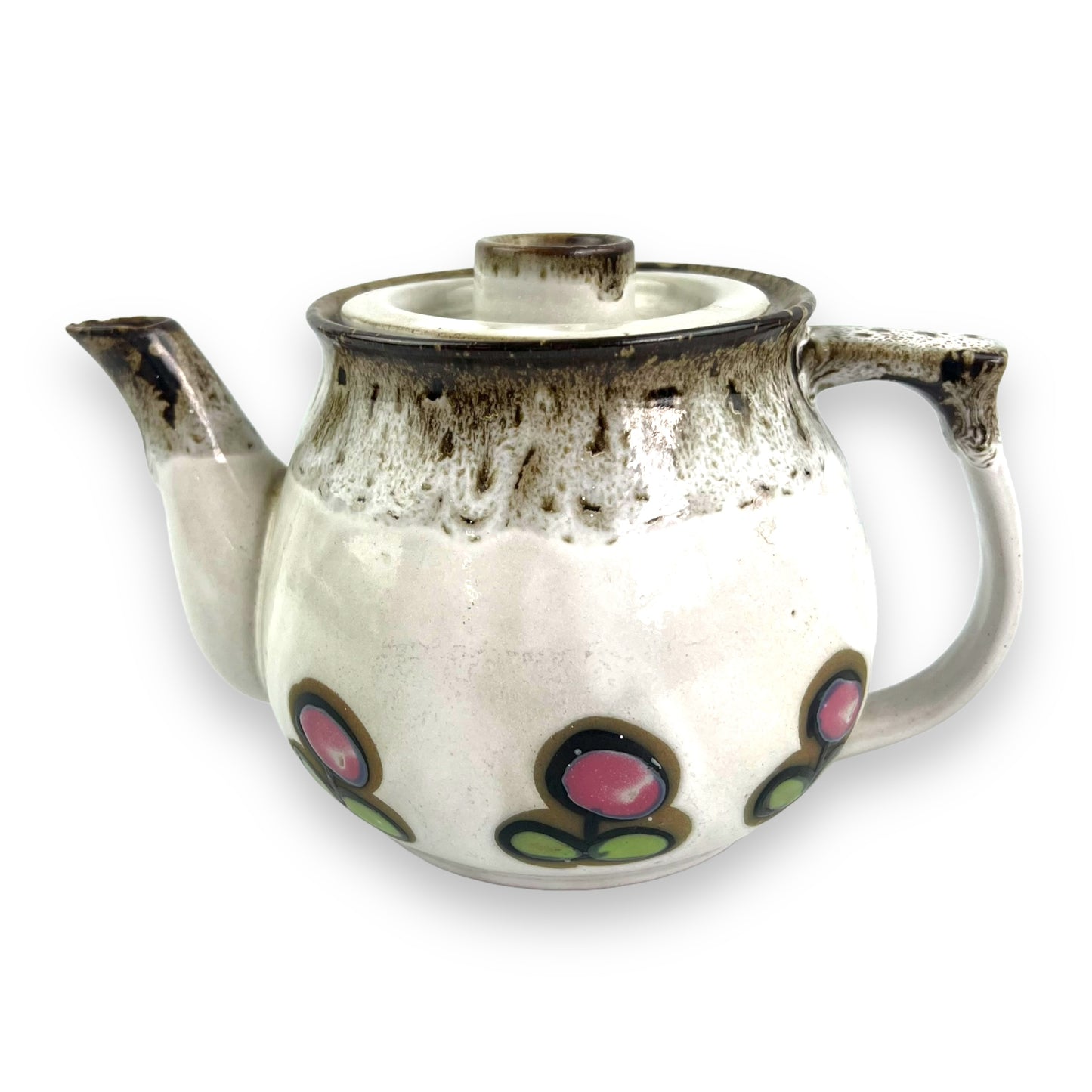 Fat Lava Drip Teapot red flower design.