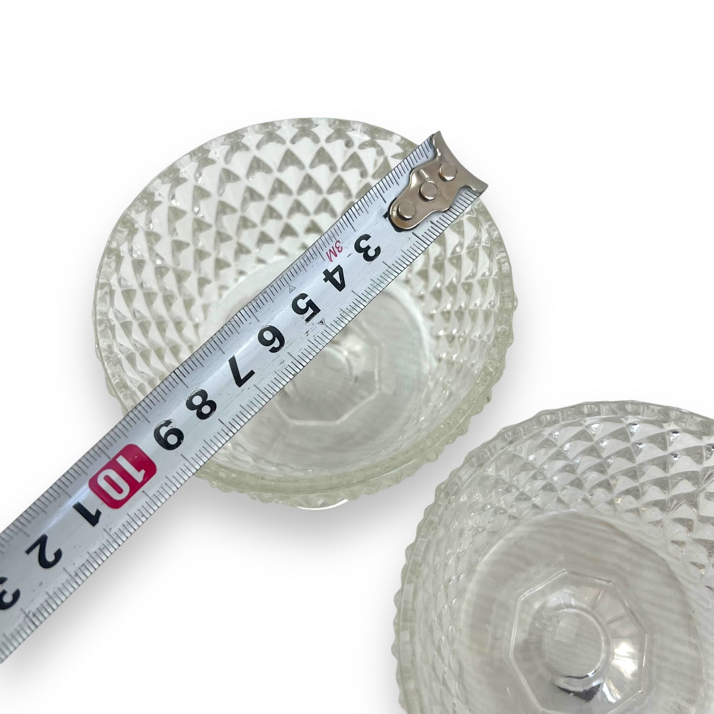 Set of 5 Diamond-Cut Glass Dessert Bowls