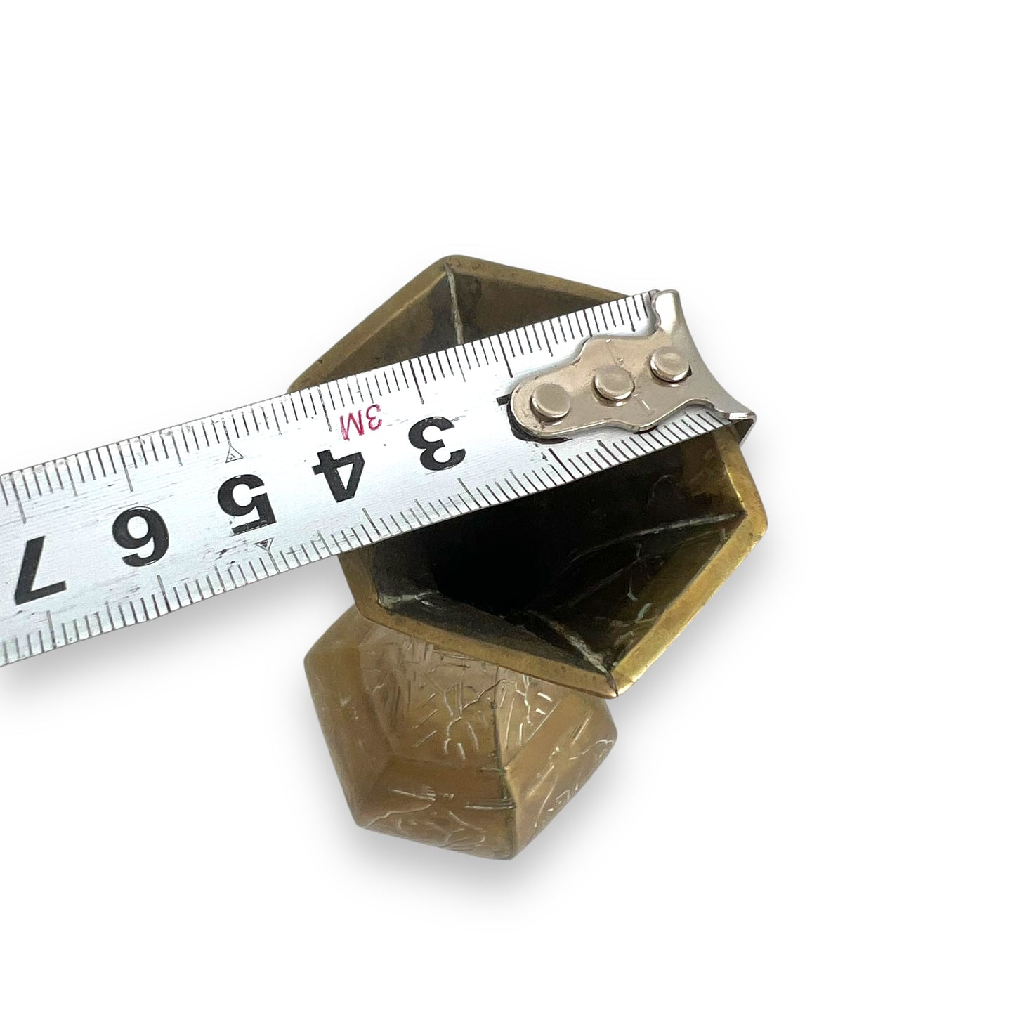 Hexagon shape brass small vase
