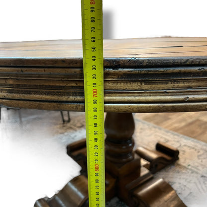 Round Parquetry Dining Table with Carved Scroll Base