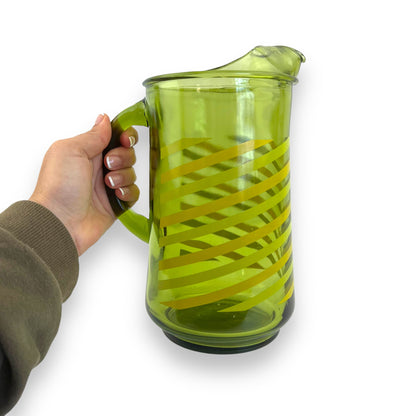 Green Glass Striped Jug