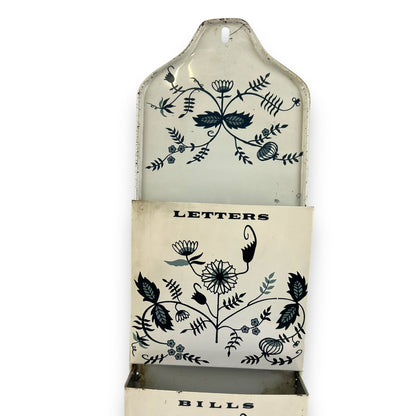 Letter, Bills, Misc Metal Blue Flower Pattern Organiser