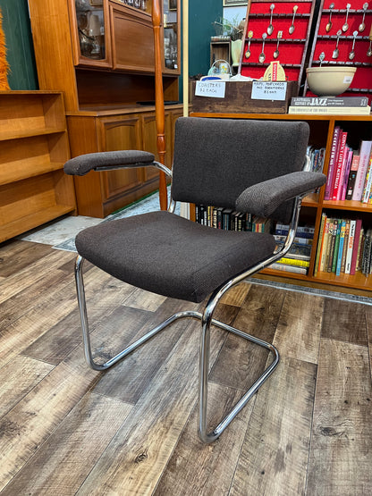 Devling Chrome Cantilever Armchair | Mid Century Modern Office Chair