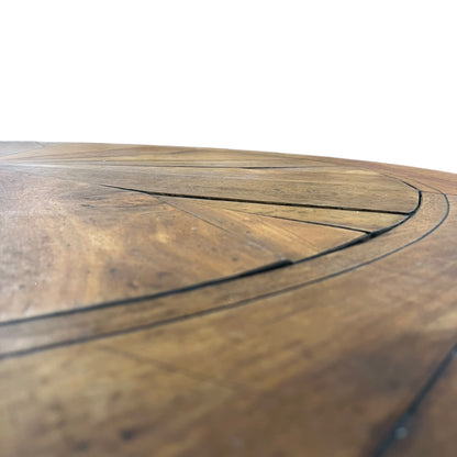 Round Parquetry Dining Table with Carved Scroll Base