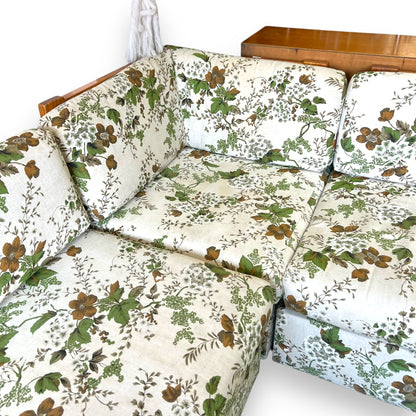 5-Piece Modular Lounge – Pine Wood Frame & Floral Upholstery