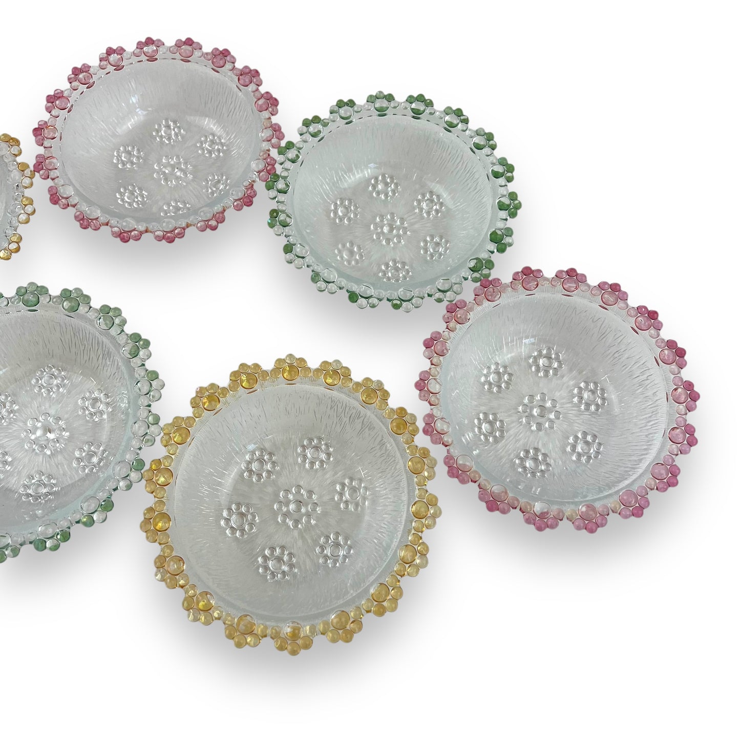 Set of Six Vintage Textured Bubble Lace Dessert Bowls made in Italy by Masserini.