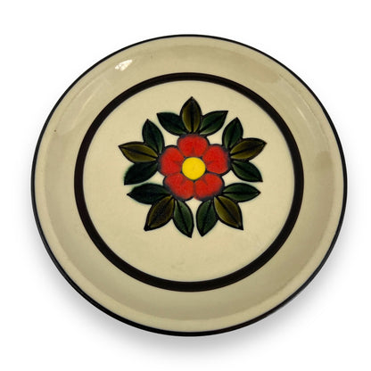 Nagoya Shokai Stoneware Plate - Red Flower Design, Made in Japan