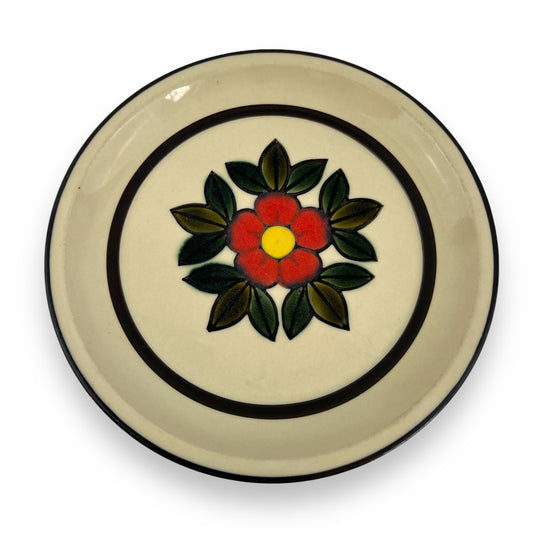 Nagoya Shokai Stoneware Plate - Red Flower Design, Made in Japan