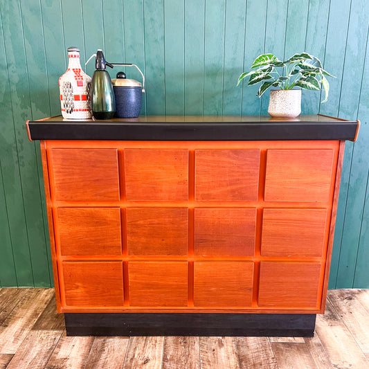 Macrob Bar Teak & Orange Square Design