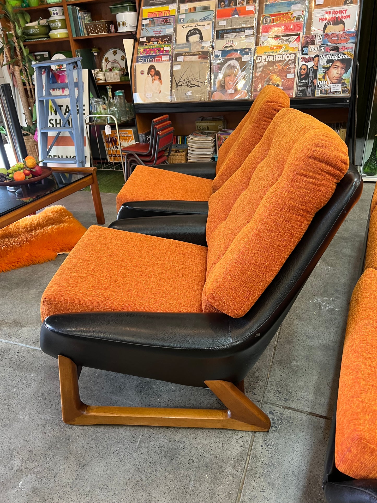 #1 Danish Deluxe Trina Single Lounge Chair Orange and Black