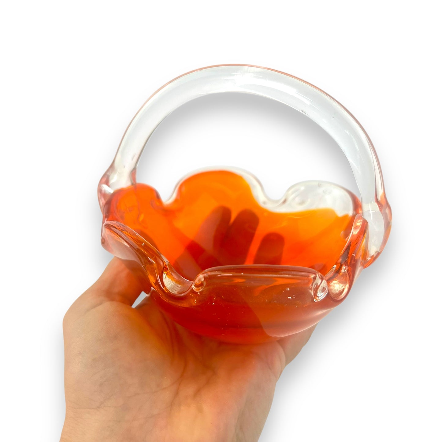 Orange Art Glass Basket