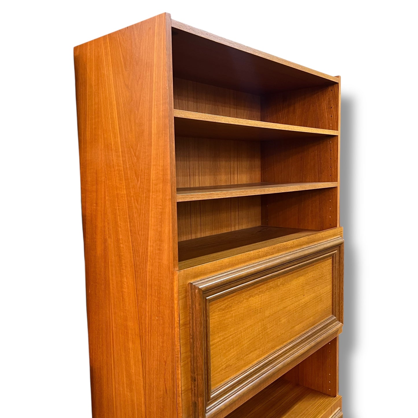 Macrob Pull-Down Bar Cabinet – Mid-Century Teak Drinks & Display Unit