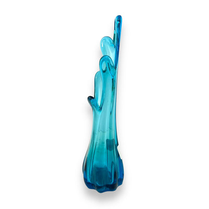 Blue Finger Pull Glass Vase