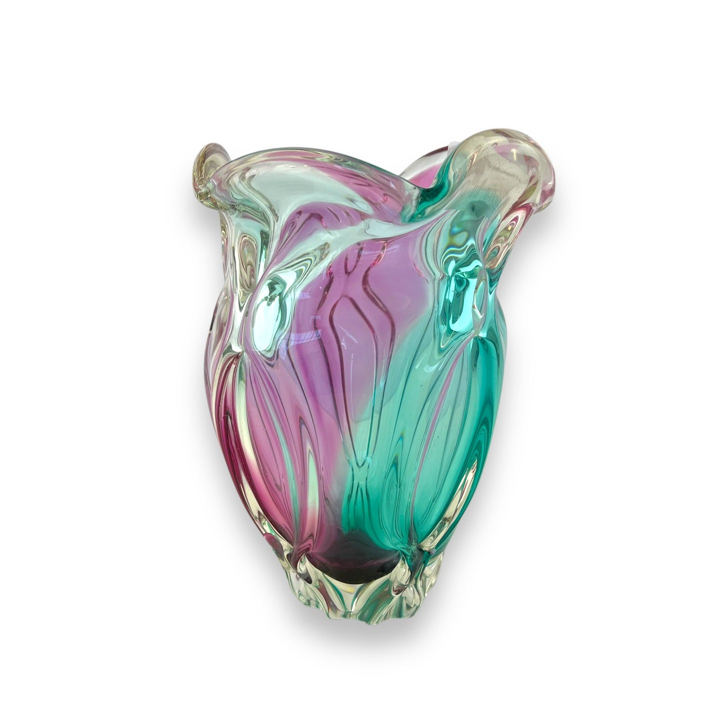 Pink & Blue Art Glass Large Vase