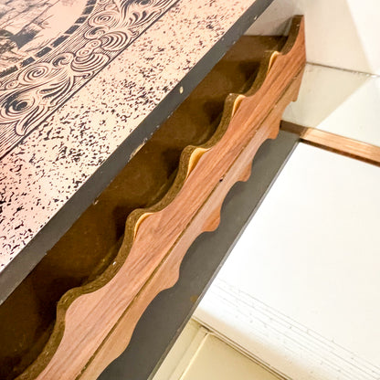 Cooks Endeavour ship copper coloured sliding internal bar coffee table