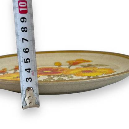 Vintage Apollo Stone by Elier Round Serving Plate - Yellow & Red Floral Pattern - Made in Japan