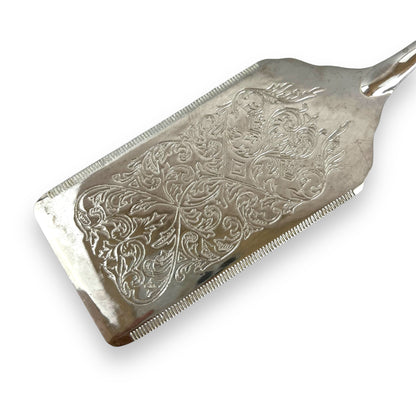Silver ornate rectangle shape pie / flat spatula serving utensil