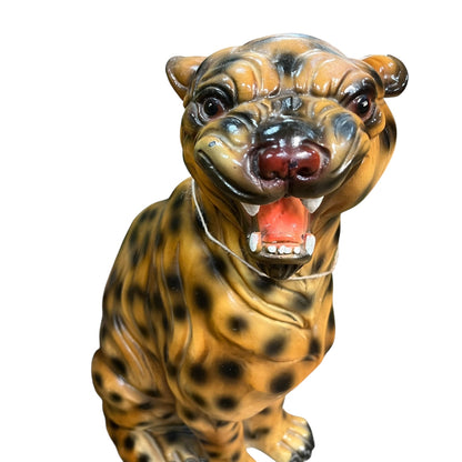 Large Vintage Cheetah Statue – Mid-Century Ceramic Jungle Cat
