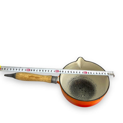Orange wooden handle Saucepan Pot with Spout
