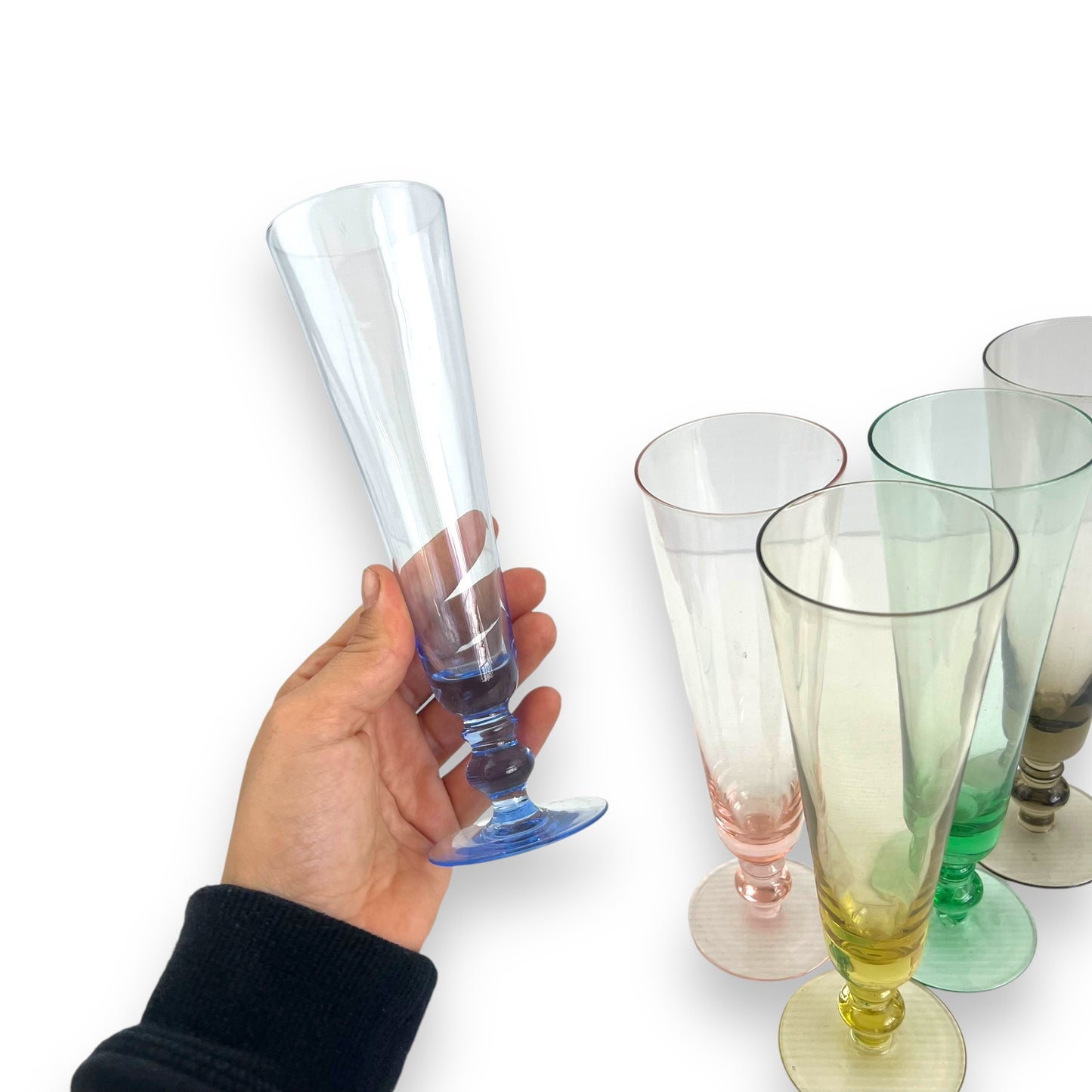 Harlequin Champagne Flutes Set of 5: Blue, Pink, Yellow, Green & Black