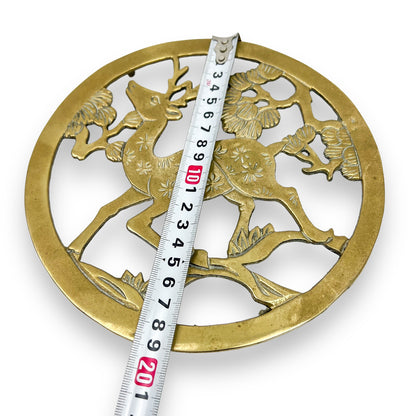 Round Brass Deer Trivet